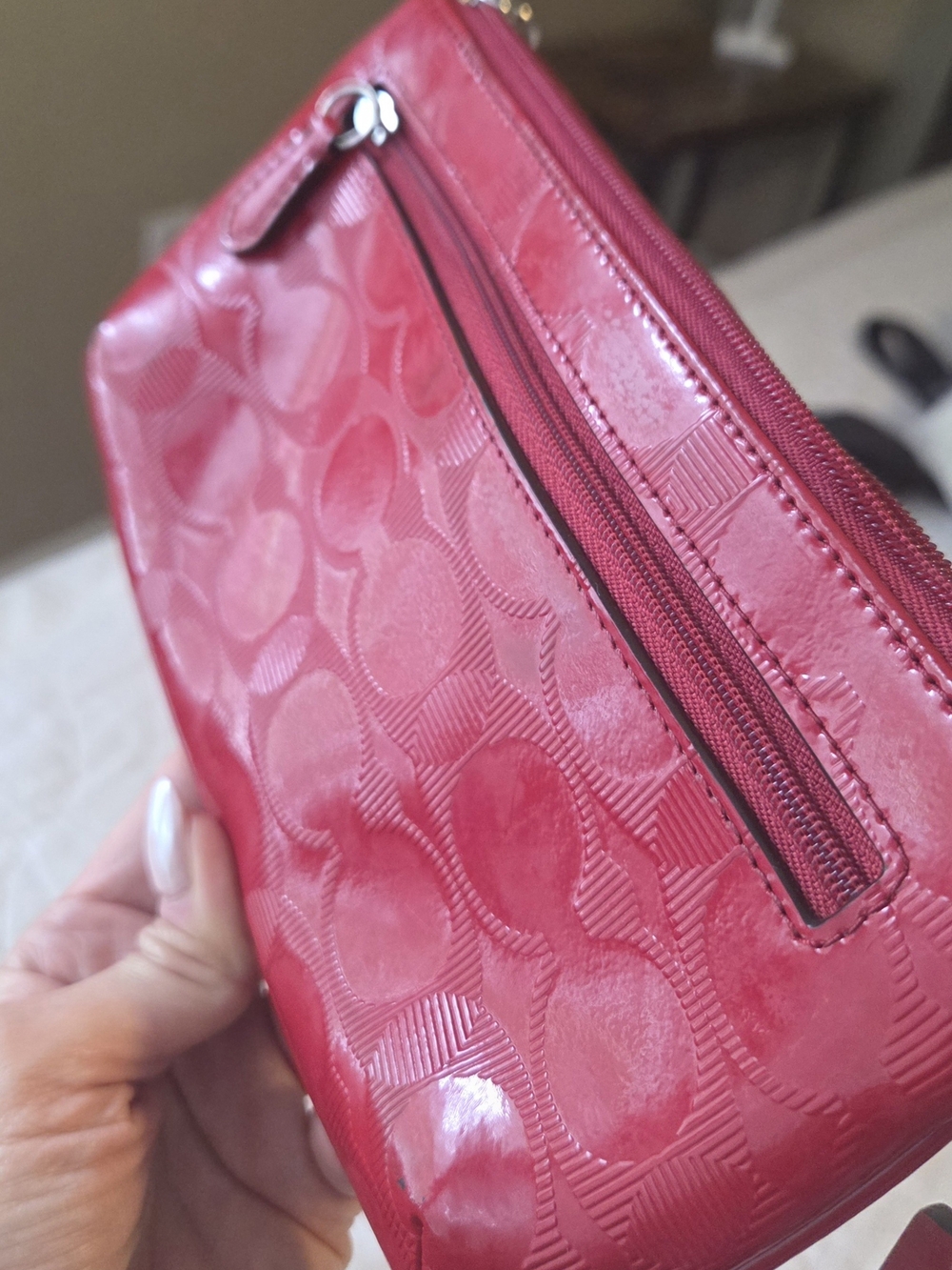 Coach Red Patent Leather Wristlet - Picture 5 of 8